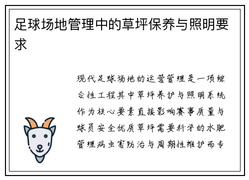 足球场地管理中的草坪保养与照明要求